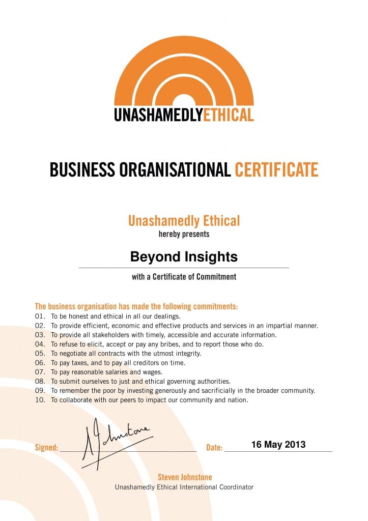 We are Unashamedly Ethical